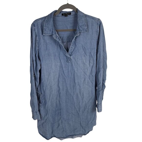 Velvet Heart Chambray Tunic Shirt Tencel Pull-on Dress Pockets Size M - Picture 1 of 5